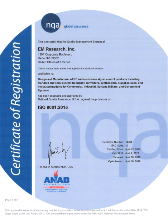 ISO 9001:2015 Certificate of Registration